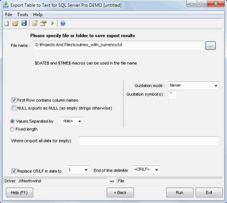 Click to view Export Table to Text for Oracle 1.07.00 screenshot