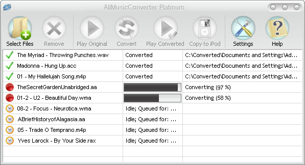 Click to view AllMusicConverter Platinum 4.3.8 screenshot