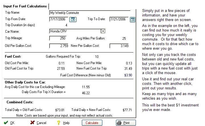 Click to view Fuel Calculator 2.0 screenshot