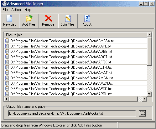 Click to view Advanced File Joiner 1.12 screenshot