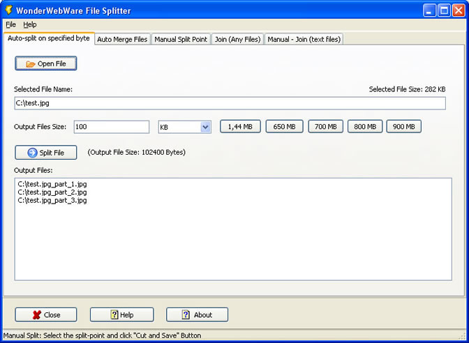 Click to view File Splitter PRO 3.0 screenshot