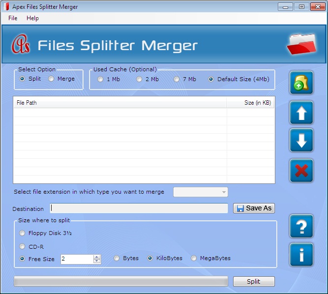Click to view Apex File Splitter Software 2.3.8.2 screenshot