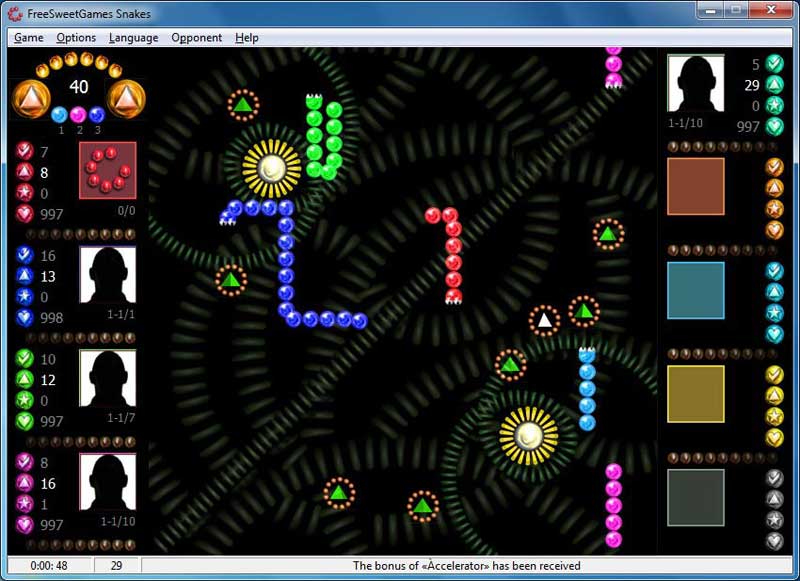 Click to view FreeSweetGames Snakes 1.4.40 screenshot