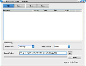 Click to view Free Flash Flv MP3 Converter 3.0 screenshot