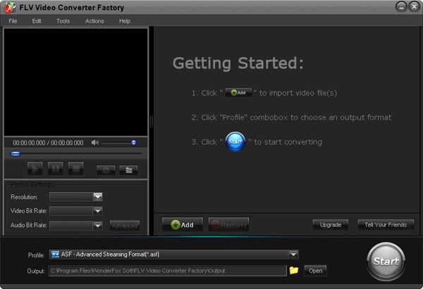 Click to view Free FLV Video Converter Factory 2.0 screenshot