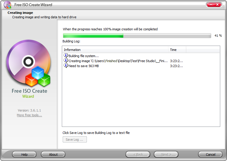 Click to view Free ISO Create Wizard 4.5.9 screenshot