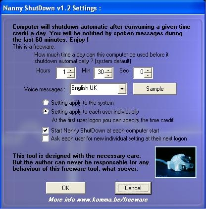 Click to view Nanny Shutdown 1.2 screenshot