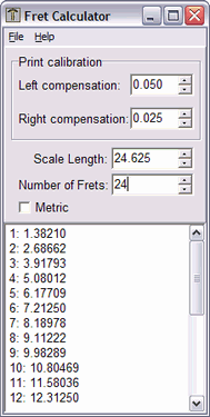 Click to view Fret Calculator 1.0.1.12 screenshot