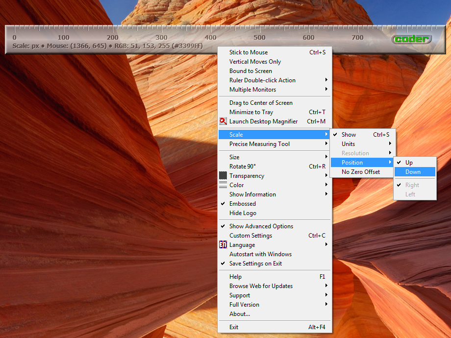 Click to view Desktop Ruler 3.28 screenshot