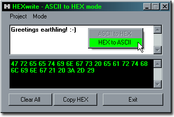 Click to view HEXwrite 1.0.7 screenshot