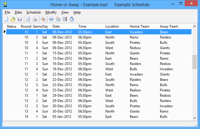Click to view Home or Away League Scheduler 10.0 screenshot