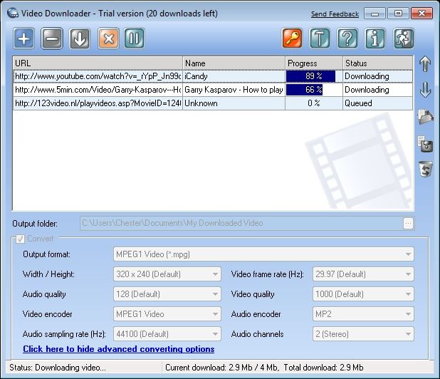 Click to view YouTube video downloader 4.0.2.53 screenshot