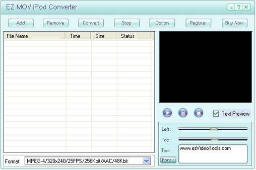 Click to view EZ MOV iPod Converter 1.20.70 screenshot