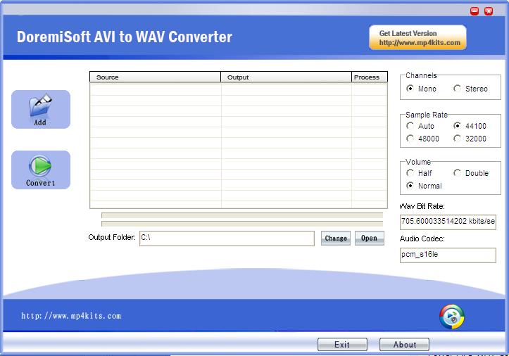 Click to view Doremisoft AVI to WAV Converter 1.5 screenshot