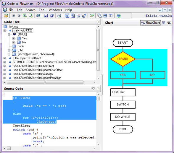 Click to view AthTek Code to FlowChart 2.0 screenshot