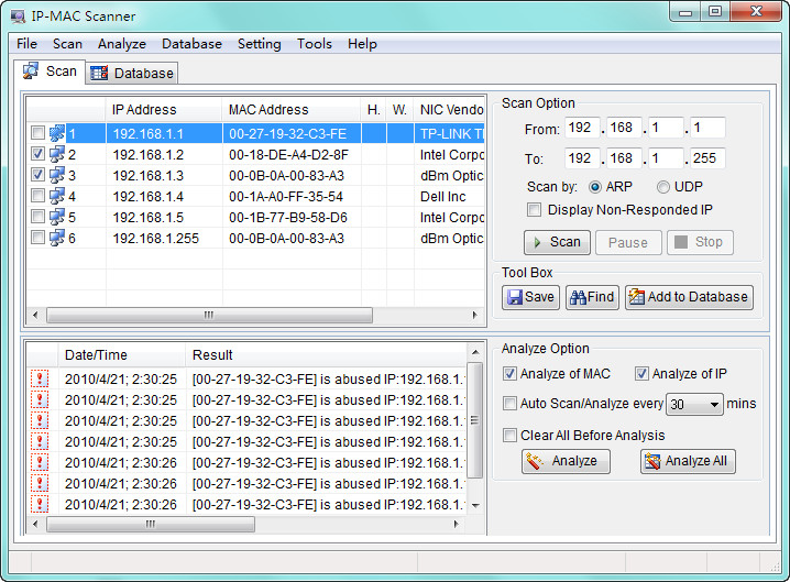 Click to view AthTek IP - MAC Scanner 2.0.5 screenshot