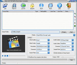 Click to view Allok 3GP PSP MP4 iPod Video Converter 6.2.0603 screenshot