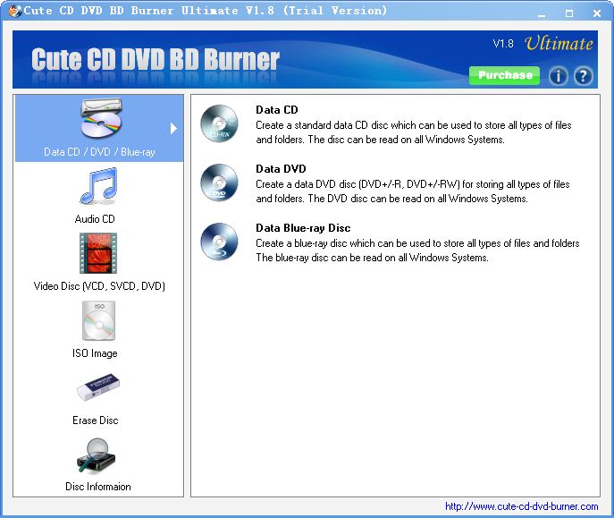 Click to view Cute CD DVD BD Burner Ultimate 2.2.5 screenshot