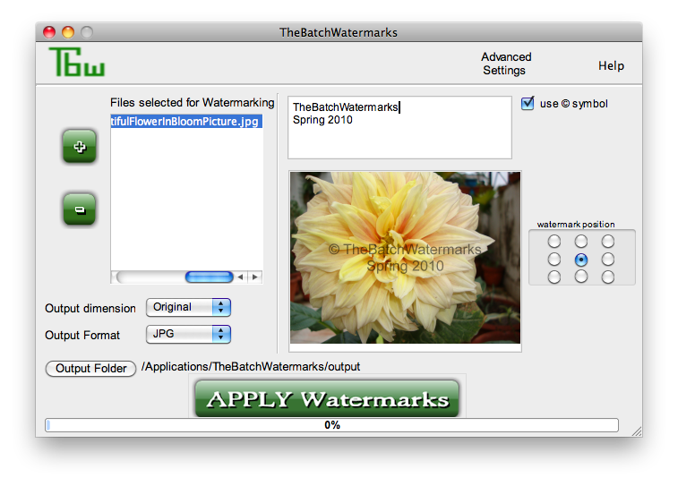 Click to view Tbw - windows watermark sotware 3.6 screenshot