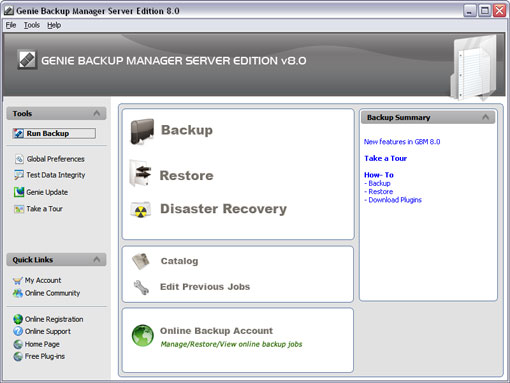 Click to view Genie Backup Manager Server Edition 6.0 screenshot