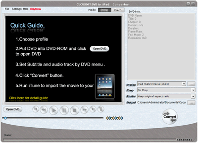 Click to view Cucusoft DVD to iPad Converter 8.13 screenshot
