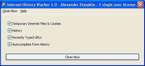 Click to view Internet History Washer 1.05 screenshot