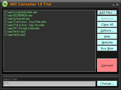 Click to view AAC Converter 1.10 screenshot