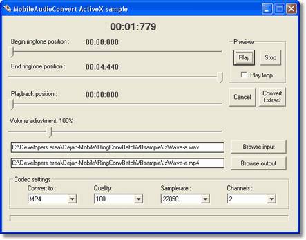 Click to view Audio File Convert ActiveX 1.0 screenshot