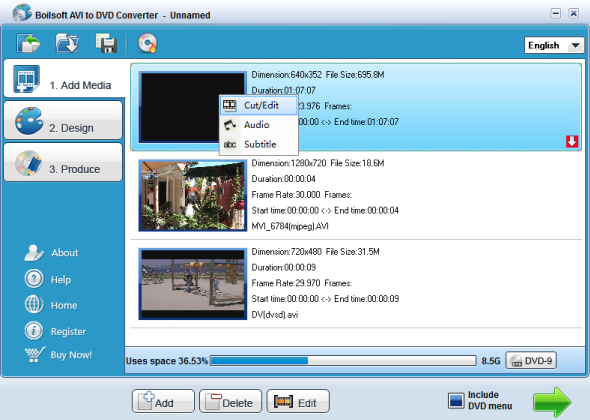 Click to view Boilsoft AVI to DVD Converter 4.67 screenshot