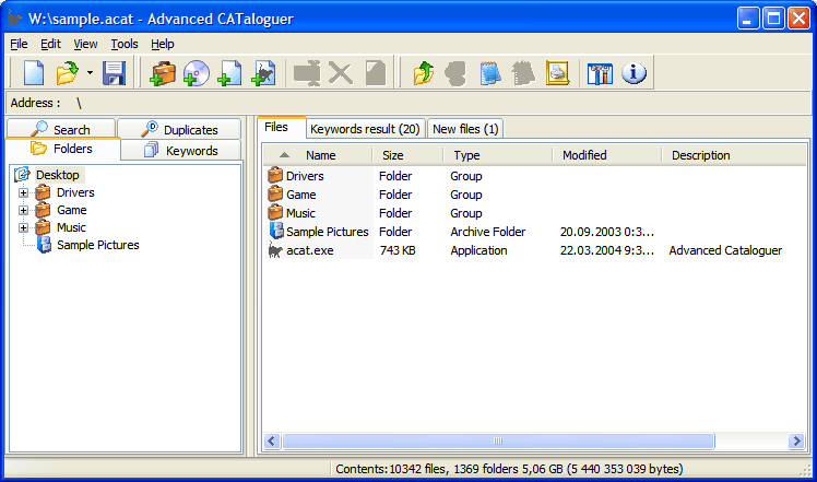 Click to view Advanced CATaloguer 2.6 screenshot