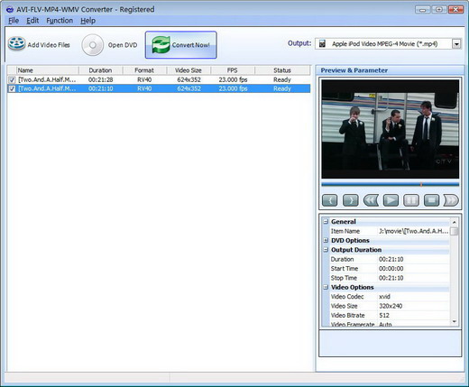 Click to view AVI-FLV-MP4-WMV Converter 2.2 screenshot