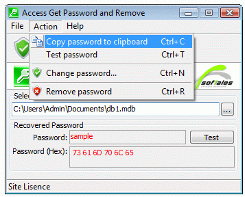 Click to view Access Get Password and Remove 2.1.0.5 screenshot