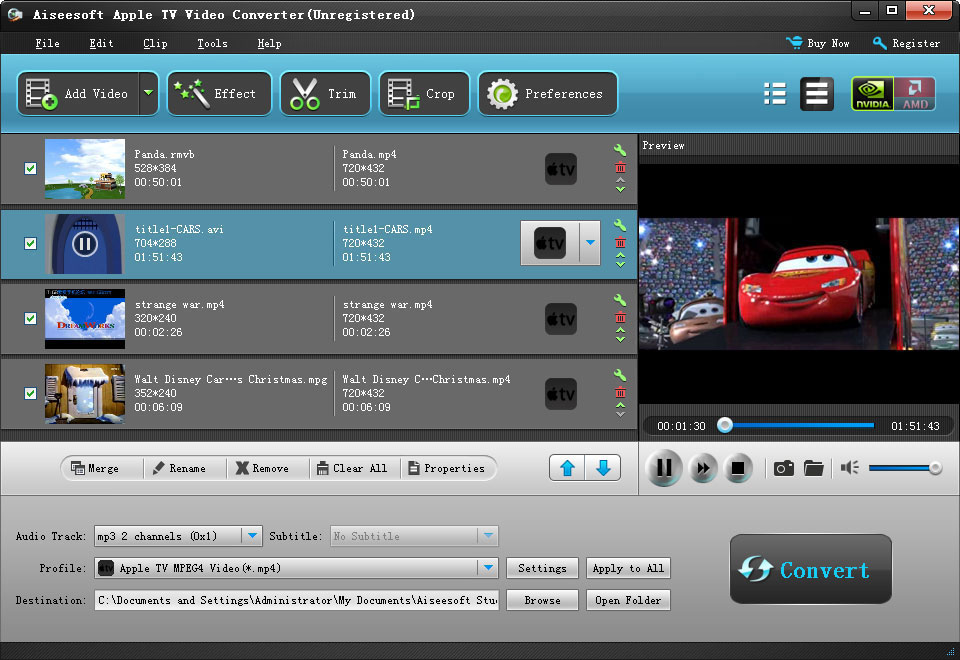 Click to view Aiseesoft Apple TV Video Converter 6.2.16 screenshot