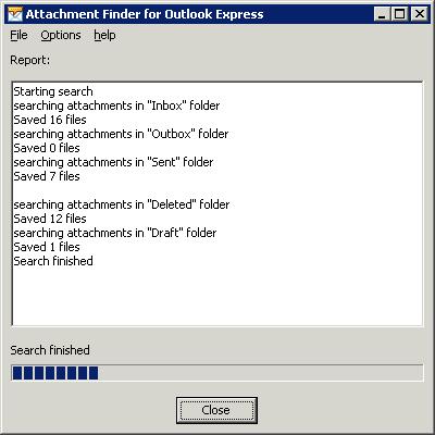 Click to view Attachment Finder for Outlook Express 2.31 screenshot