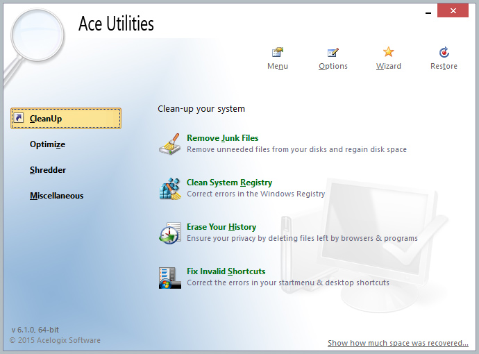 Click to view Ace Utilities 5.5.0 screenshot