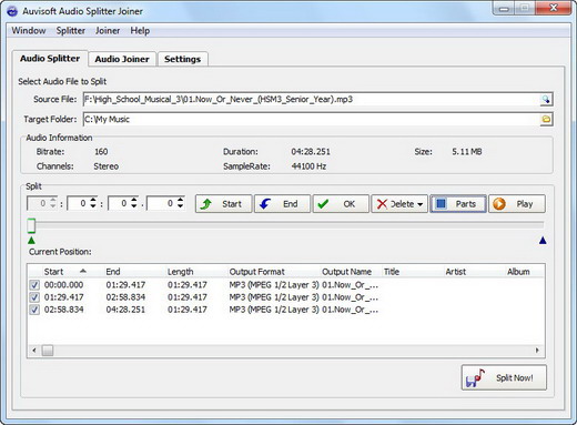 Click to view Auvisoft Audio Splitter Joiner 2.4 screenshot