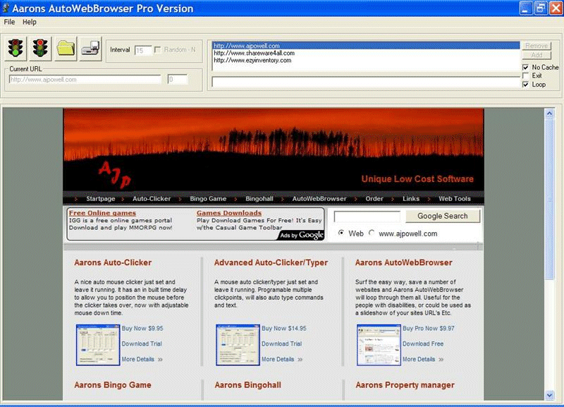 Click to view Aarons AutoWebBrowser 4.0 screenshot