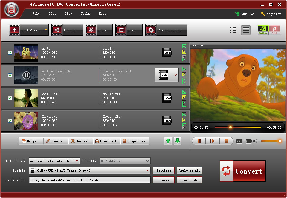 Click to view 4Videosoft AVC Converter 5.0.10 screenshot