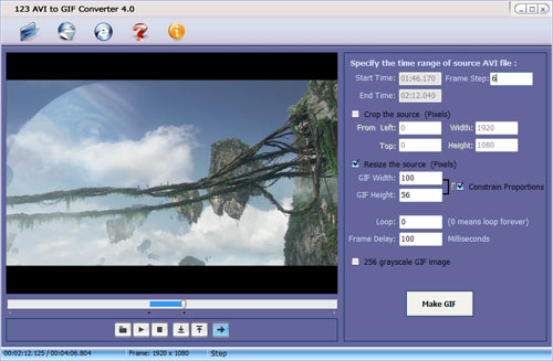 Click to view 123 AVI to GIF Converter 4.0 screenshot