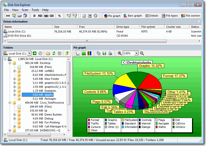Click to view Disk Size Explorer 1.5 screenshot