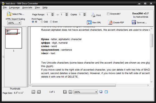 Click to view NW Docx Converter 4.4 screenshot