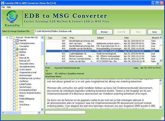 Click to view Convert EDB to MSG 3.0 screenshot