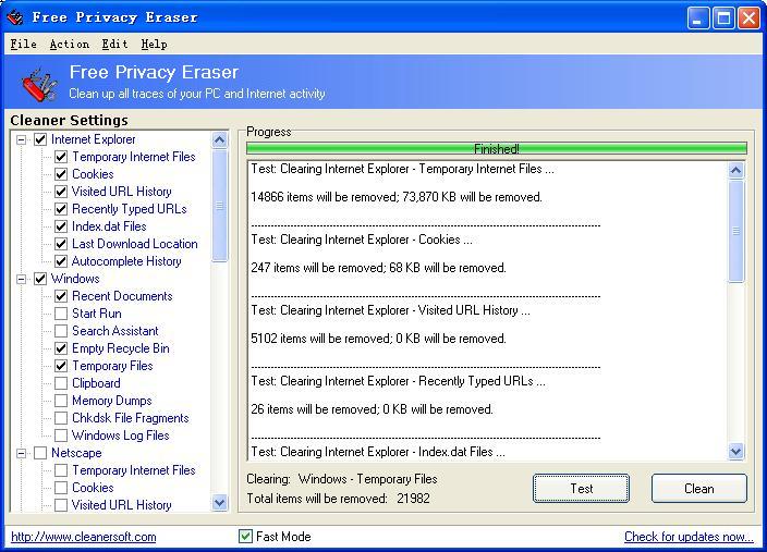 Click to view Internet Privacy Eraser 2.0 screenshot