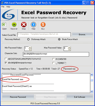 Click to view Excel Sheet Password Unlocker 5.5 screenshot
