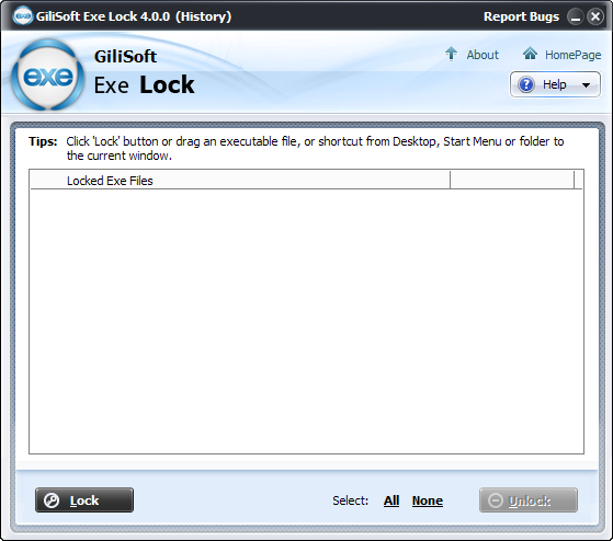 Click to view GiliSoft Exe Lock 4.3.5 screenshot