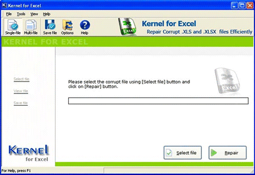 Click to view Excel Repair 10.10.01 screenshot