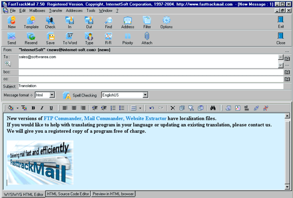 Click to view FastTrack Mail 8.80 screenshot