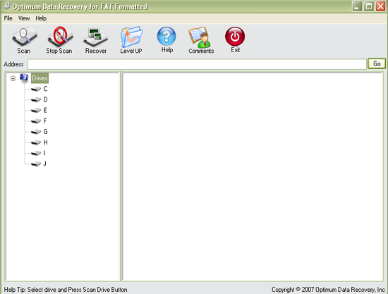 Click to view Optimum Data Recovery (FAT Formatted) 1.0.0 screenshot