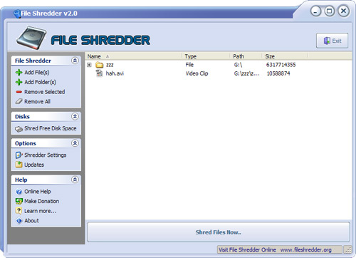 Click to view File Shredder 2.5 screenshot