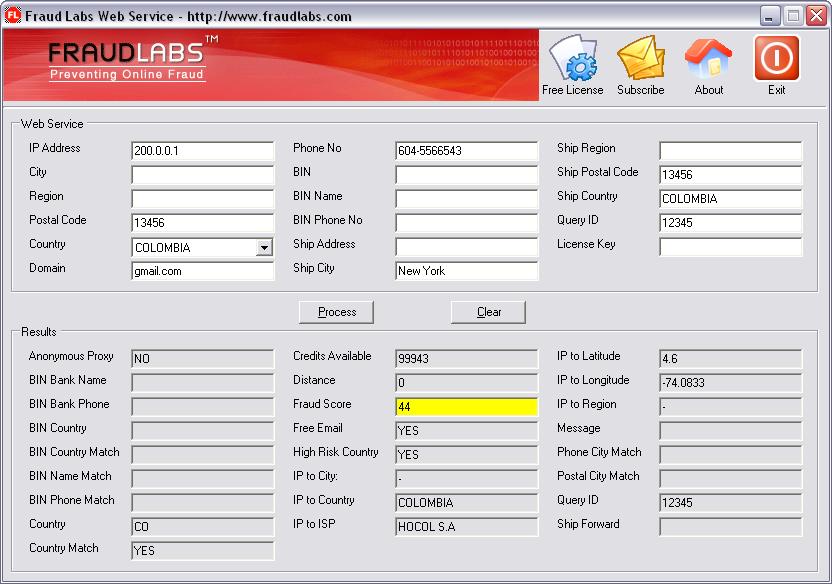 Click to view FraudLabs Fraud Detection Application 2.0 screenshot